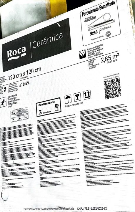 Porcelanato Roca Esmaltado 120x120cm - Novo - Foto 2