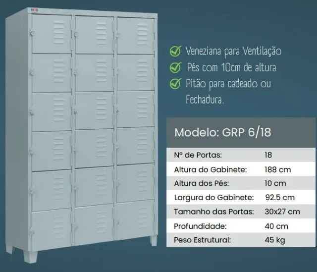 Armário de Aço 18 Portas Mini - GRP6/18