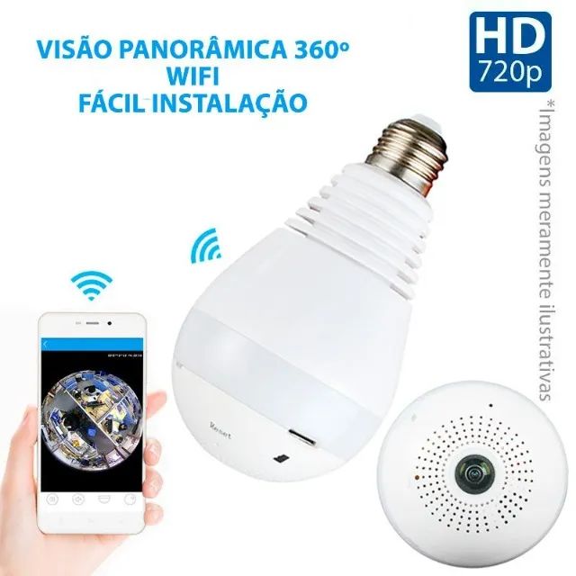 Câmera tipo lâmpada wifi 