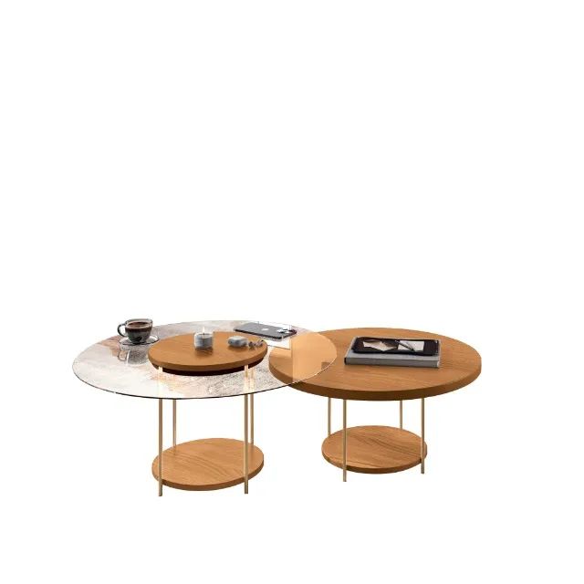 Conjunto de Mesa de Centro com Pés em Metal Dourado - Foto 2