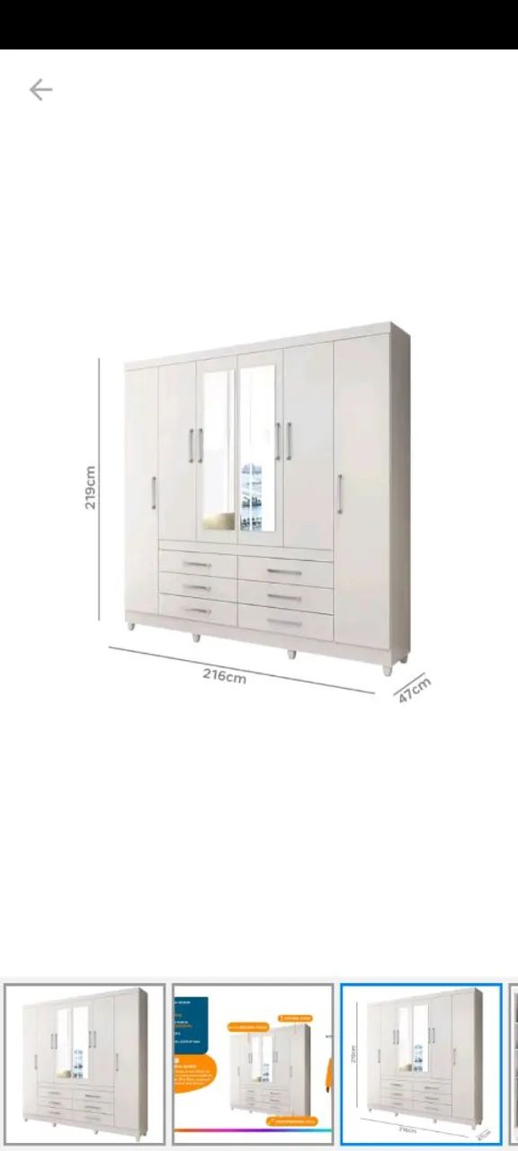 Guarda-Roupa Branco com Espelho