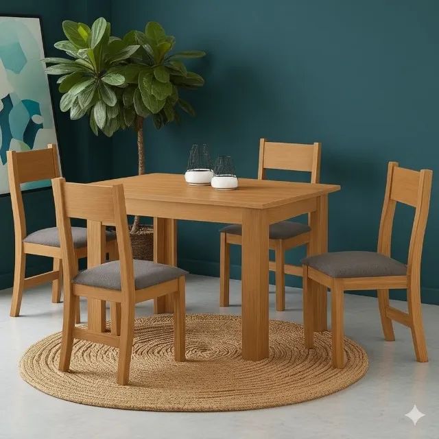 Mesa de Jantar Palace com Cadeiras Brisa Grafite