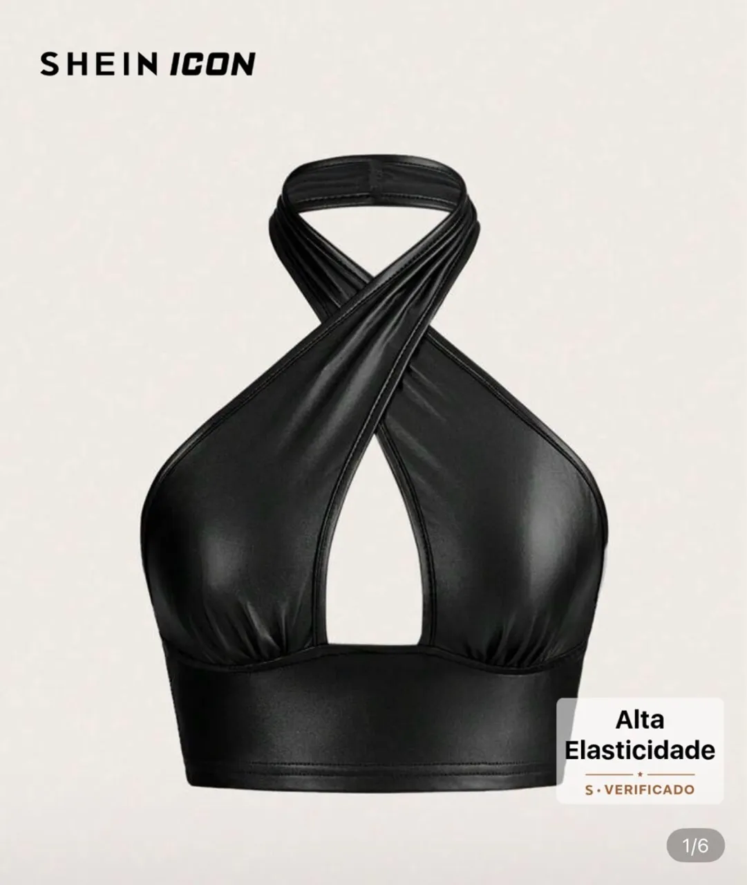 Top Halter em Couro Sintético - SHEIN ICON