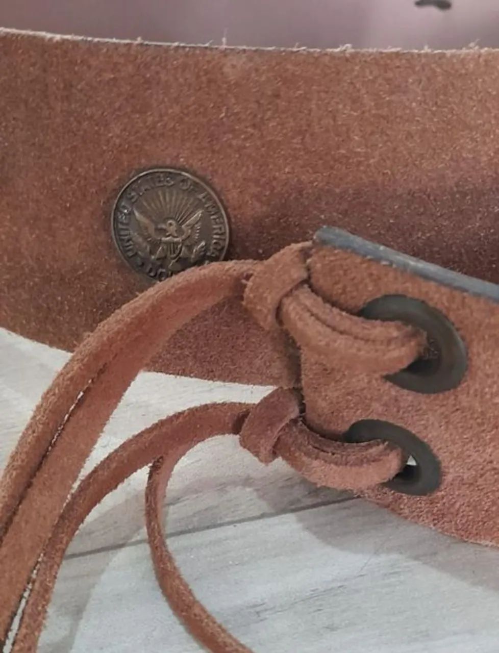 cinto couro camurça country com moedas americanas artesanal - Foto 2