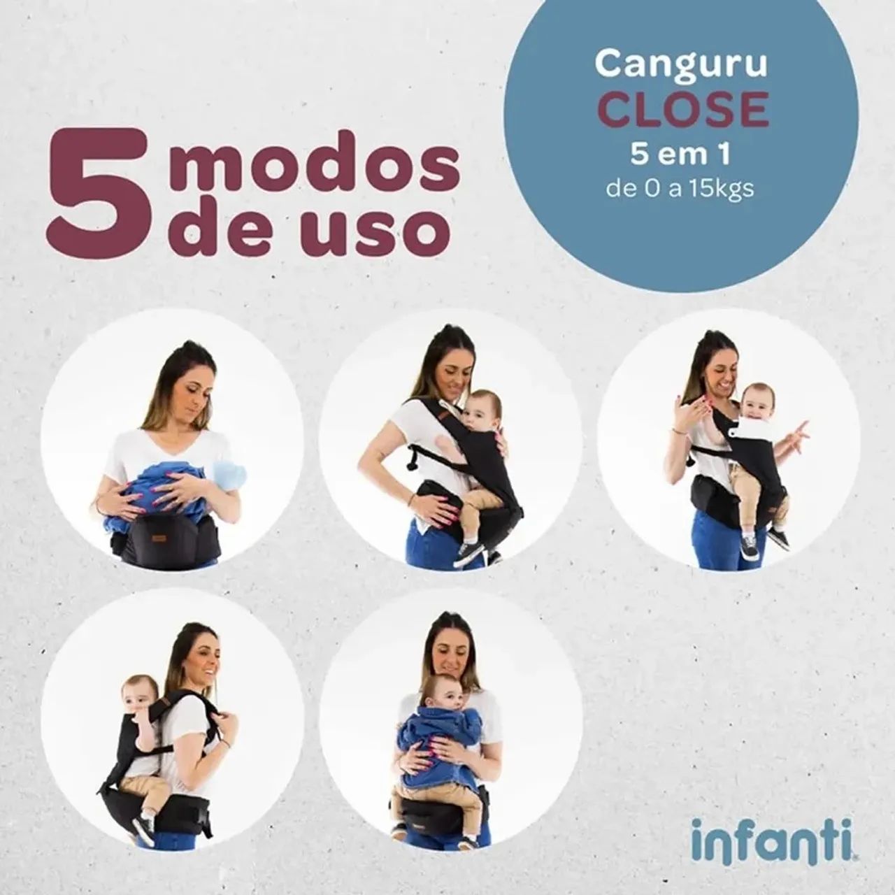 Canguru Close 5 em 1 - De 0 a 15kg - Foto 4