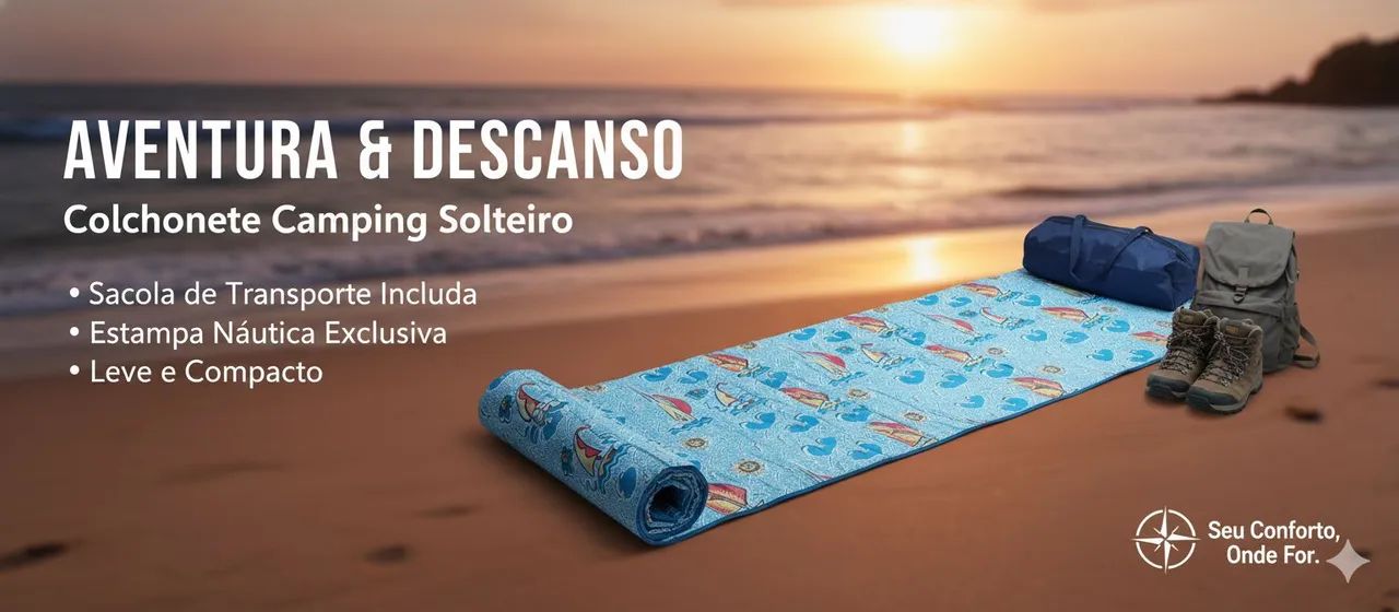 Kit- 2 Colchonetes Camping Solteiro com Sacola para Transporte 60cm