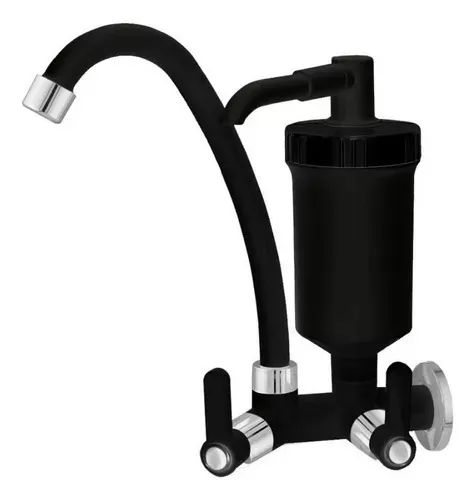 Torneira Com Filtro Parede Slim 1/4 De Volta - Preta - Foto 2