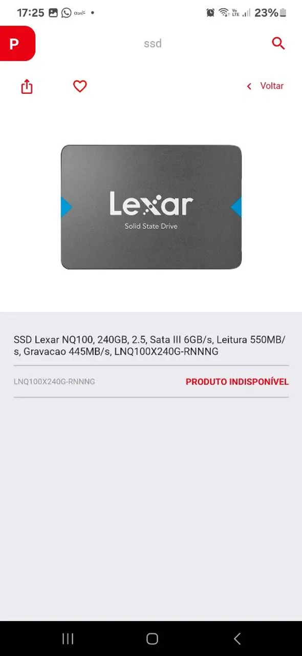 SSD Lexar NQ100 240GB - 2.5 SATA III 6GB/s