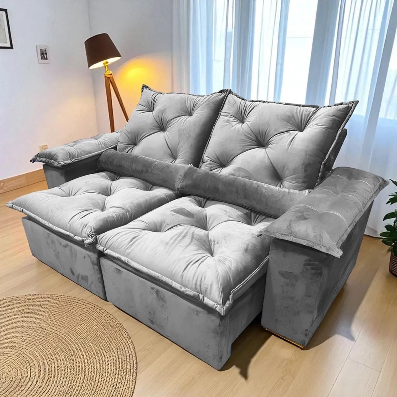 Sofá Retrátil e Reclinável Malibu 2m de Largura Veludo- Entrega Rápida - Foto 5