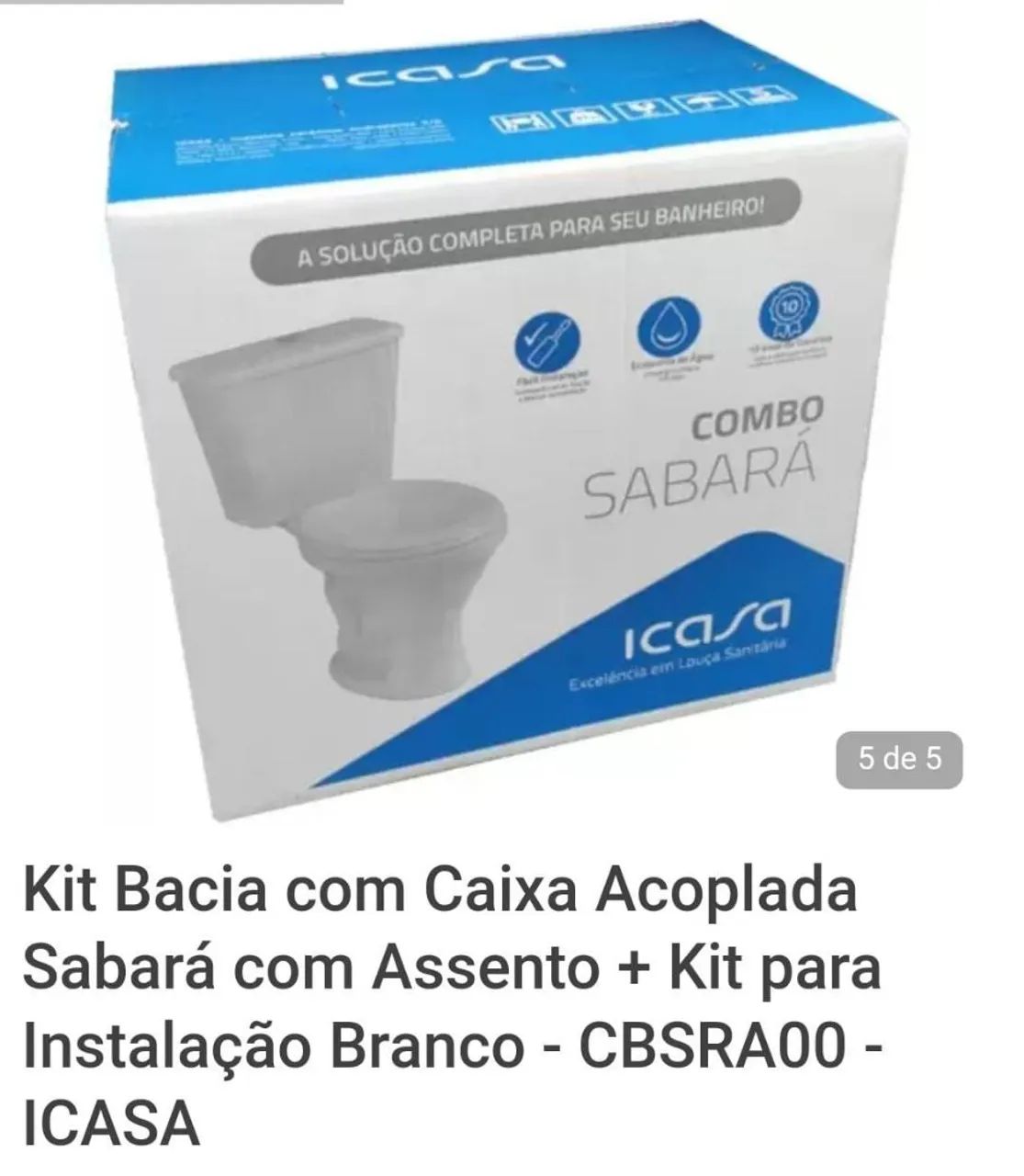 Conjunto de Vaso Sanitário Icasa Sabará - Novo - Foto 2