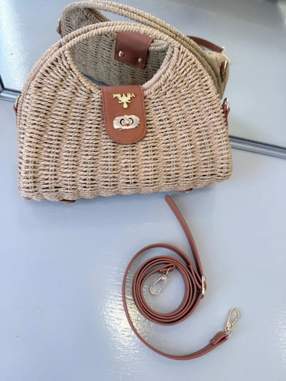 Bolsa Palha Prada Branco - Acompanha Alça de ombro - Foto 5