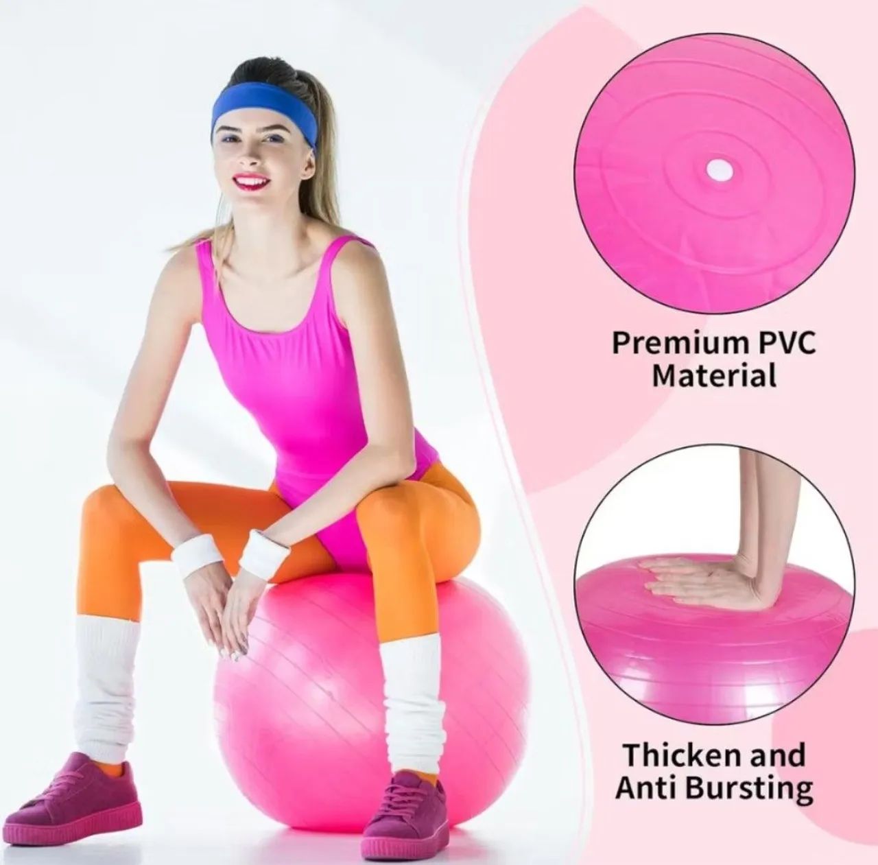 Bola Suíça 65cm com bomba Pilates yoga abdominais resistente  - Foto 3