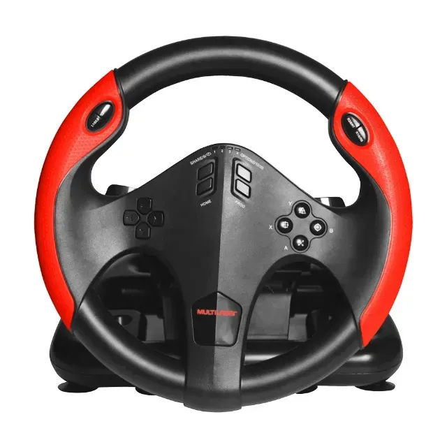 Volante Gamer Multilaser com Câmbio e Pedais - Vermelho e Preto (COMPLETO!)