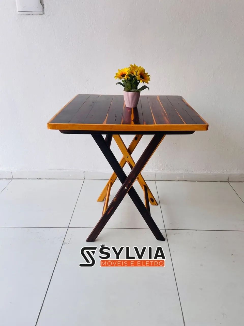 Mesa dobrável de madeira com design rústico - Foto 4