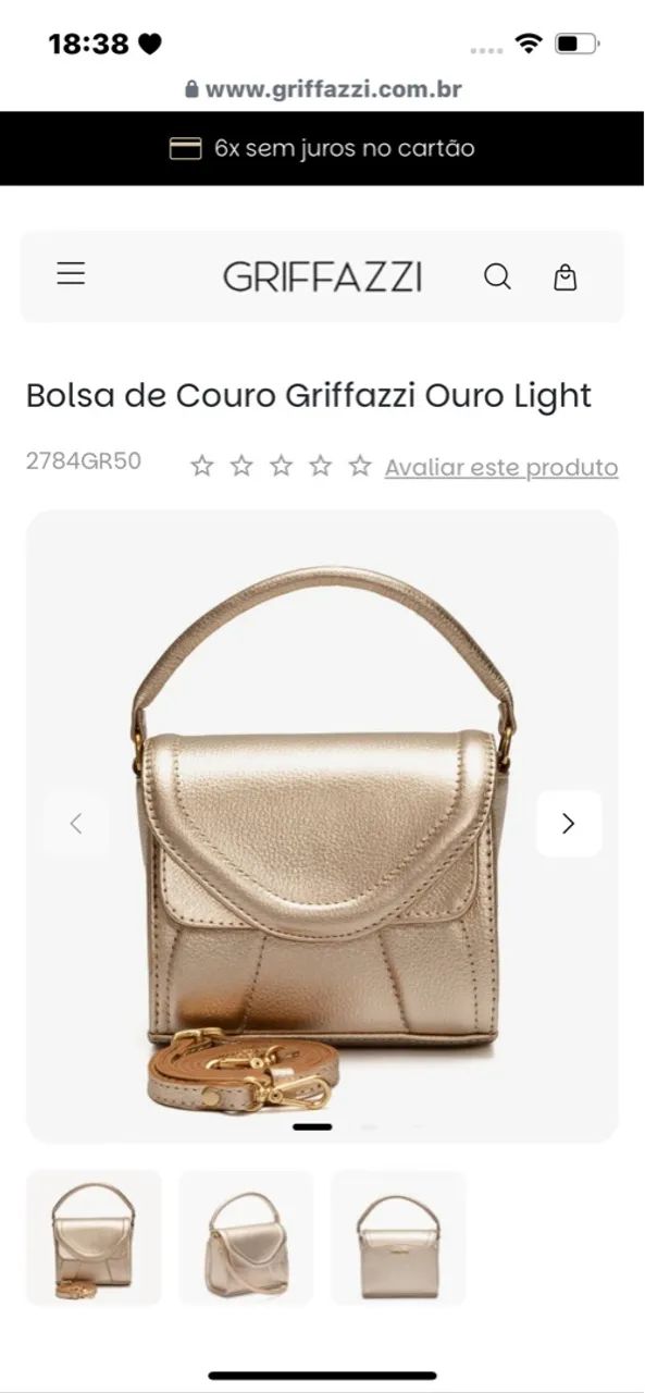 Bolsa de couro legítimo dourada Nova