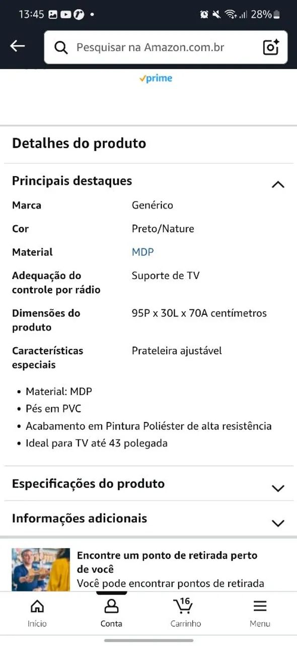 Rack para TV E&A 43 polegadas com pés retrô - Foto 2