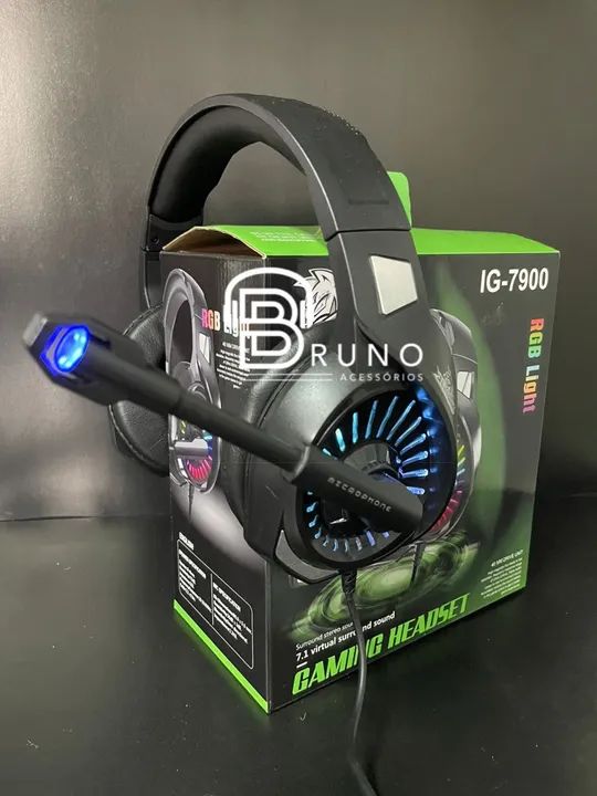 Headset Gamer RGB com Microfone - IG-7900