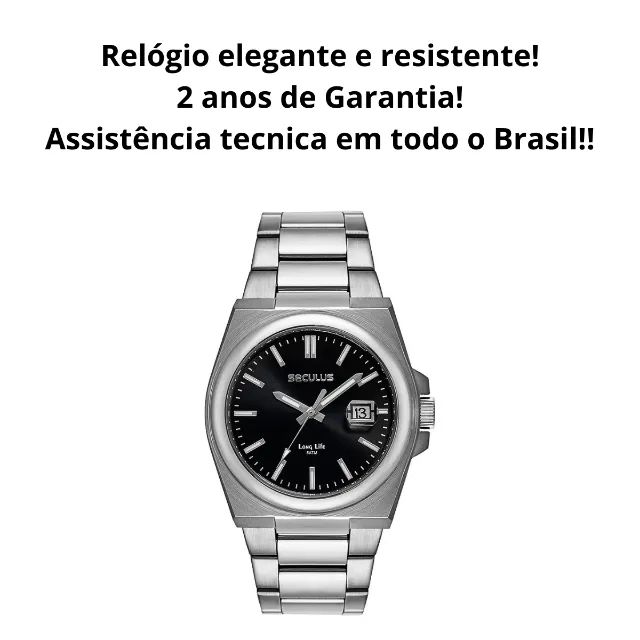 Relógio Masculino Seculus Social Calendário Prata Original - Foto 2