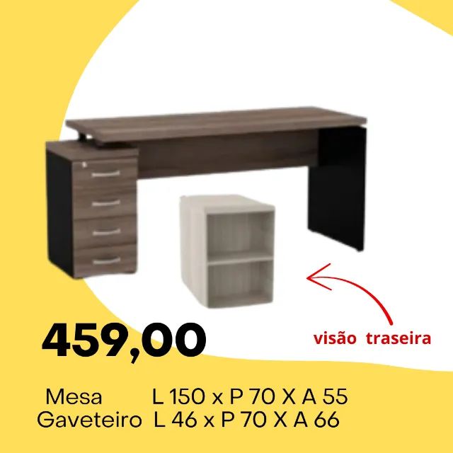 Mesa com 04 gavetas  L 150 - Promoção