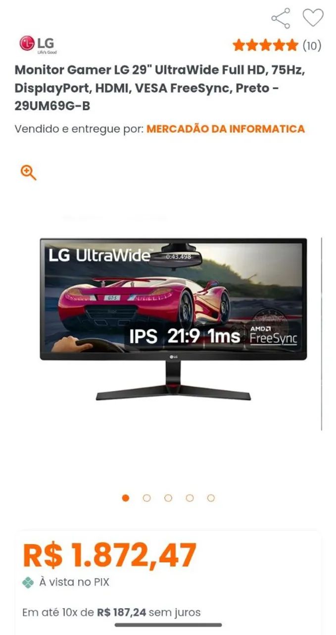 Monitor gamer LG Ultrawide 29 polegadas  - Foto 2