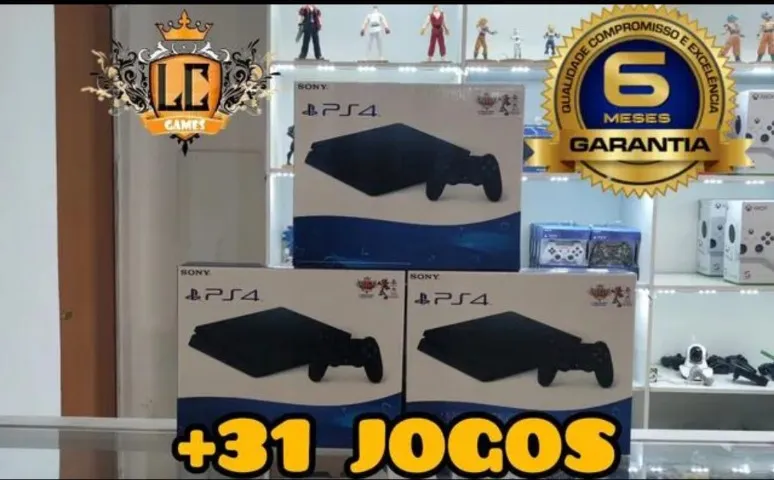 PLAYSTATION 4 SLIM 500 COM: 32 JOGOS e 06 MESES GARANTIA e BRINDES - LOJA FISICA