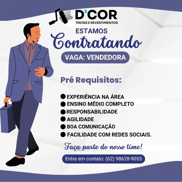 Vendedora para loja de tintas 