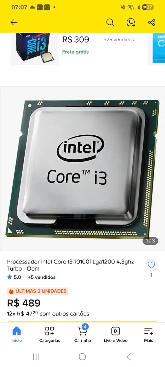 Processador core i3 10100f décima 
