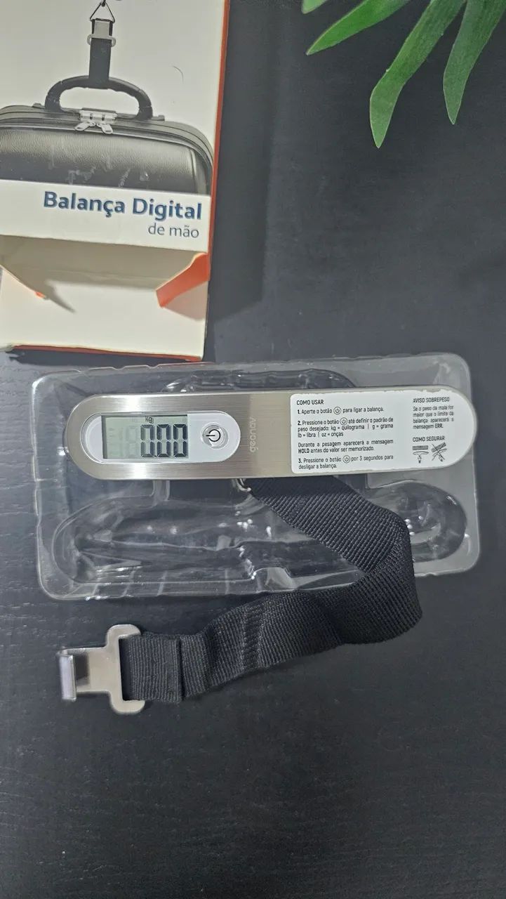 Balança De Mão Digital Para Viagem Aço Inox Até 50kg Geonav - Foto 4