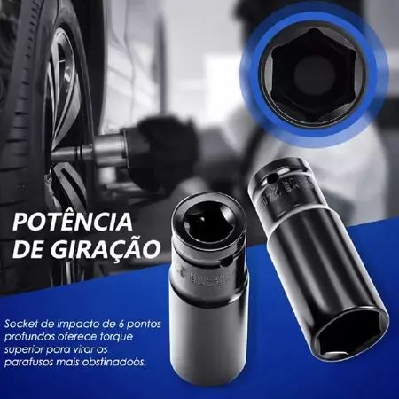 Kit Maleta Soquete de Impacto Material de Aço Carbono Alta Qualidade Soquete Sextavado Lon