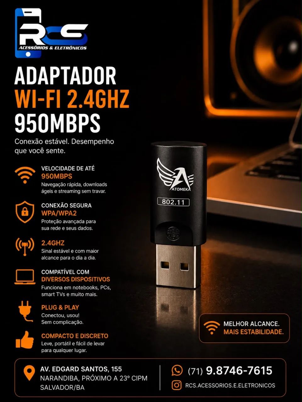 Adaptador Wireless Wifi Usb
