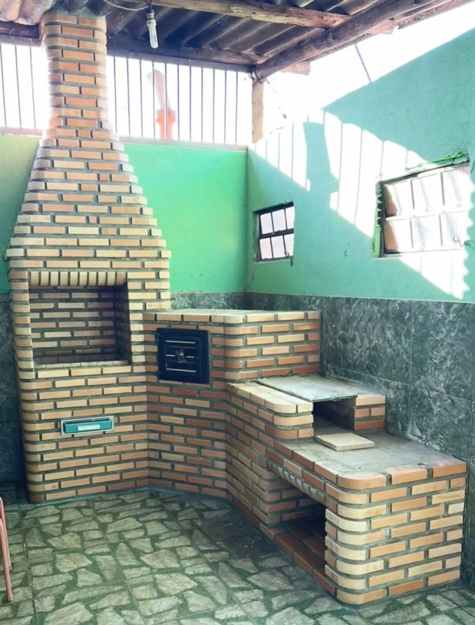 Fogão de lenha e churrasqueira de tijolinho 
