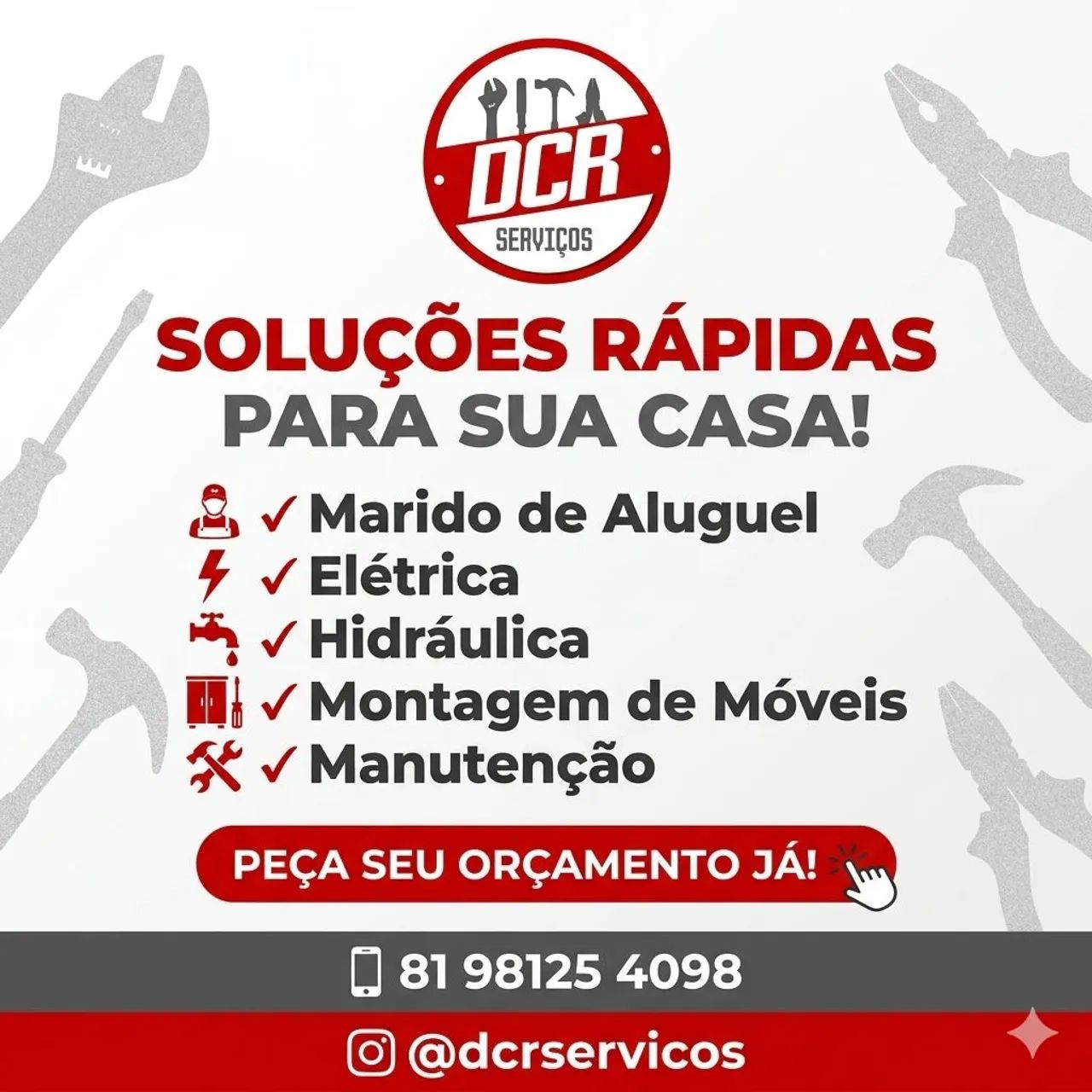 DCR Serviços - Marido de Aluguel, Eletricista, Hidráulica e Montagem de Móveis