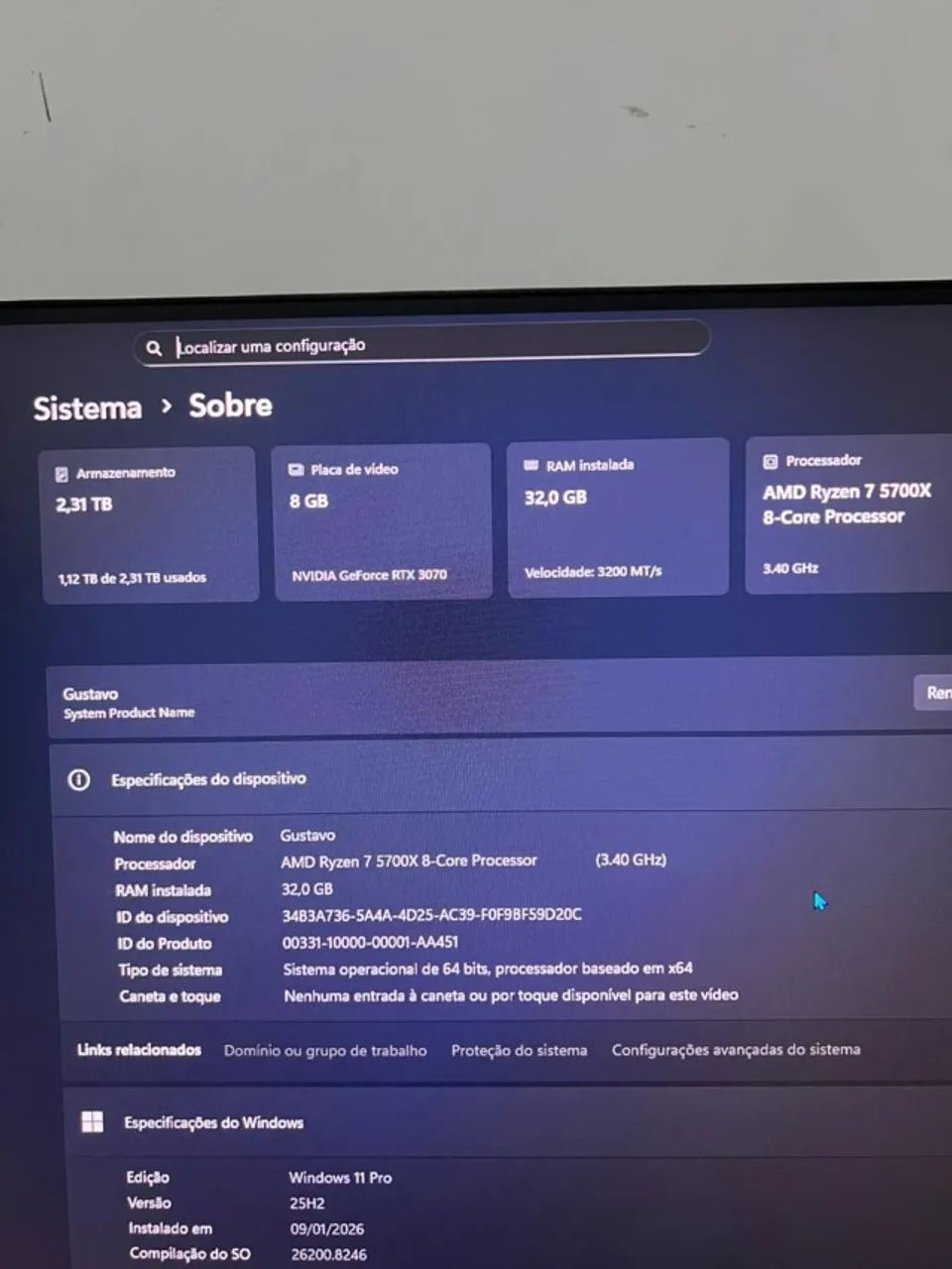 PC Gamer RYZEN 7 5700X + RTX 3070 - Foto 4