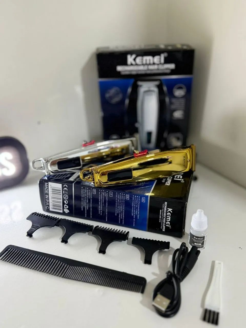 Máquina de acabamento Kemei dourada e prata - Foto 4