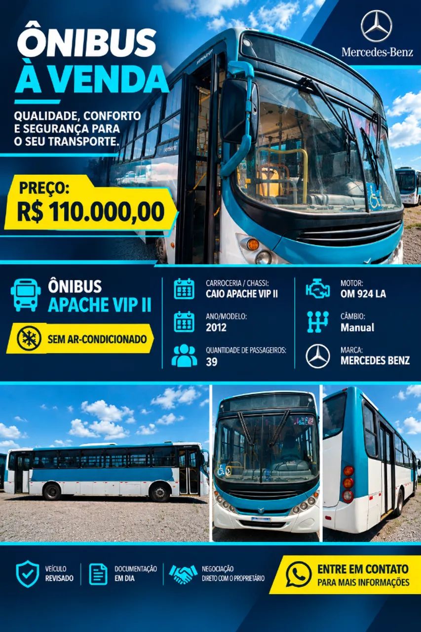 ÔNIBUS APACHE VIP II MERCEDE BENZ 2012 - Foto 3