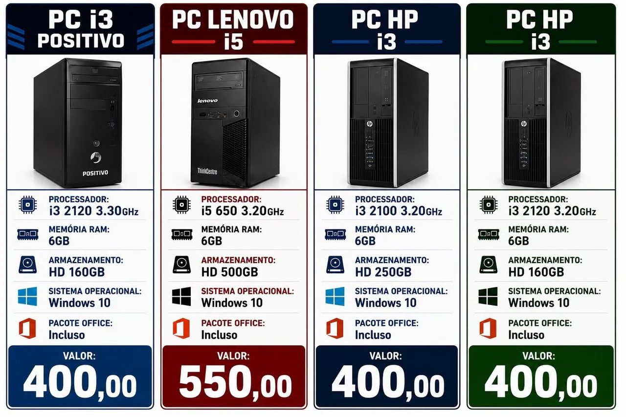 Computadores i5 e i3 baratos