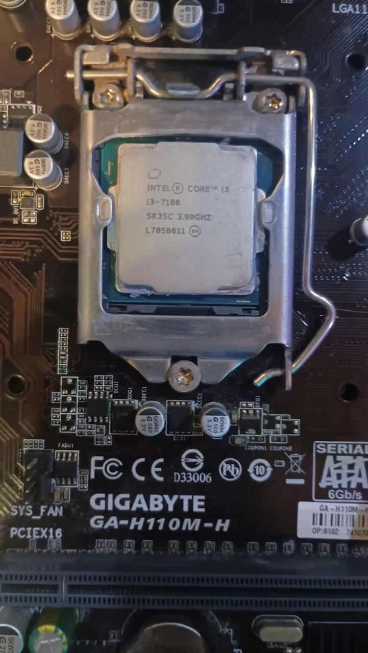 Placa mãe gigabyte h110m-h + i3-7100 