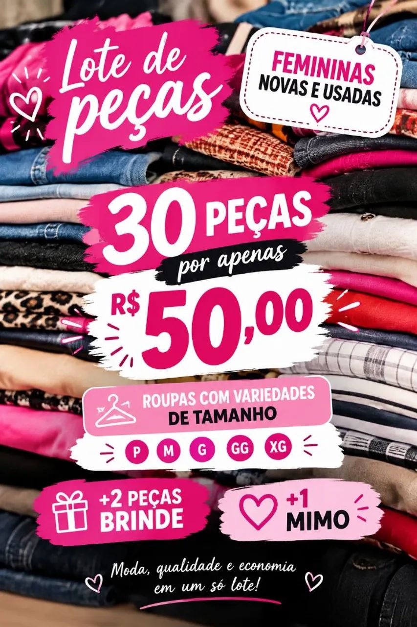 Lote de peças para revenda em bazares e brechó 