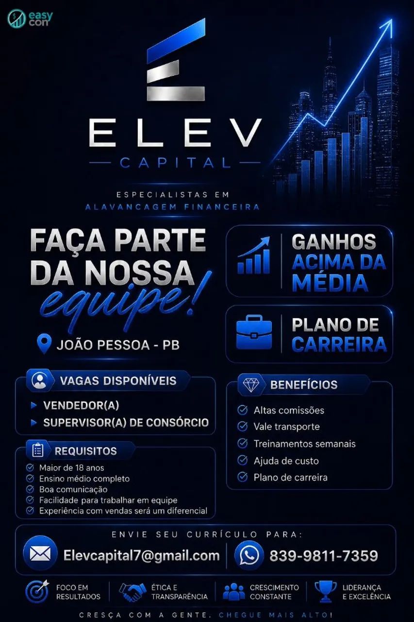 Vaga disponivel na área de vendas!