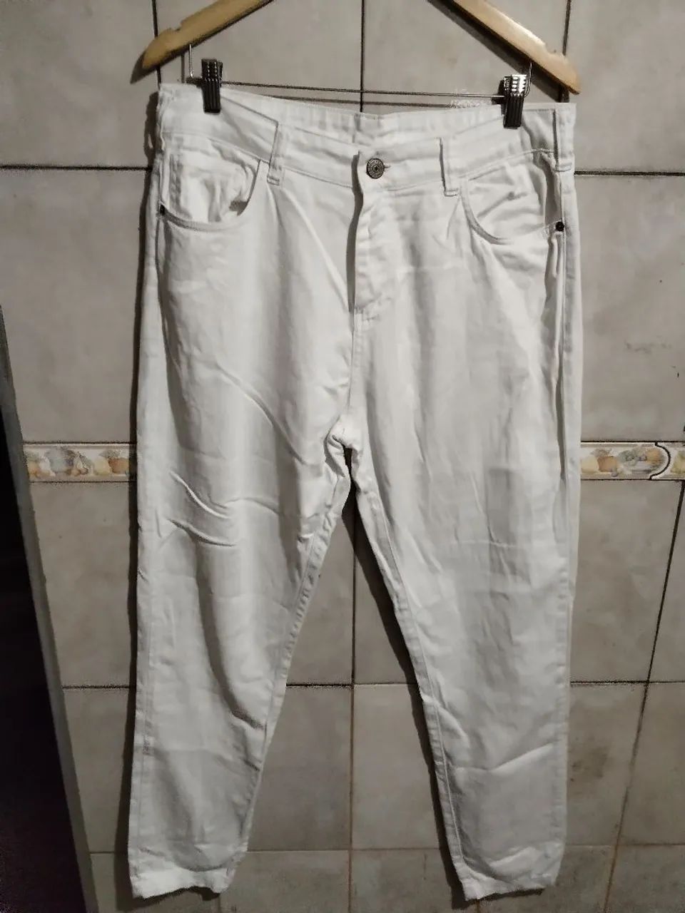 Calça jeans masculina branca m.officer 