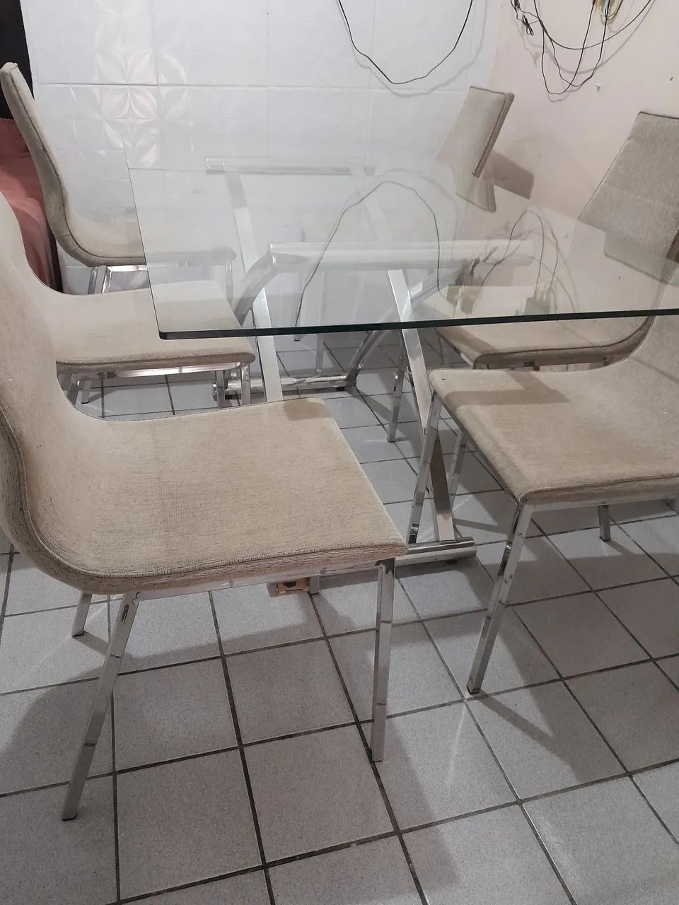 Conjunto de mesa de inox com tampo de vidro  - Foto 2