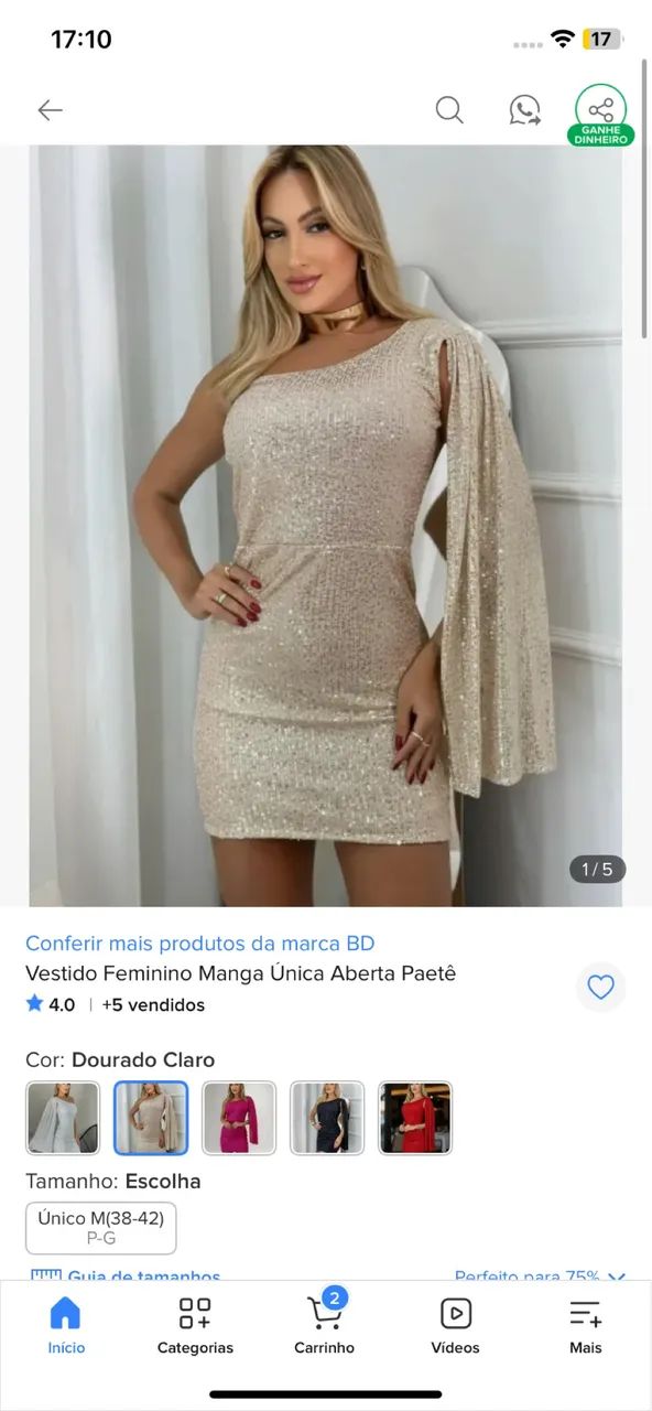 Vestido Paetê dourado claro  - Foto 2