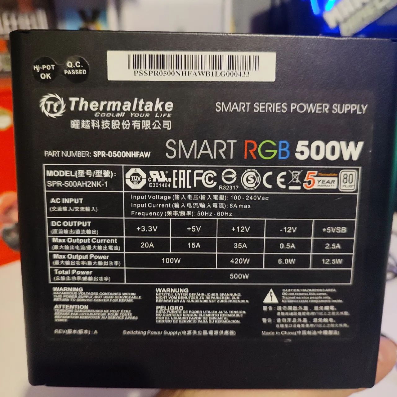 Fonte 500W 80 plus Thermaltake SMART RGB - Foto 3