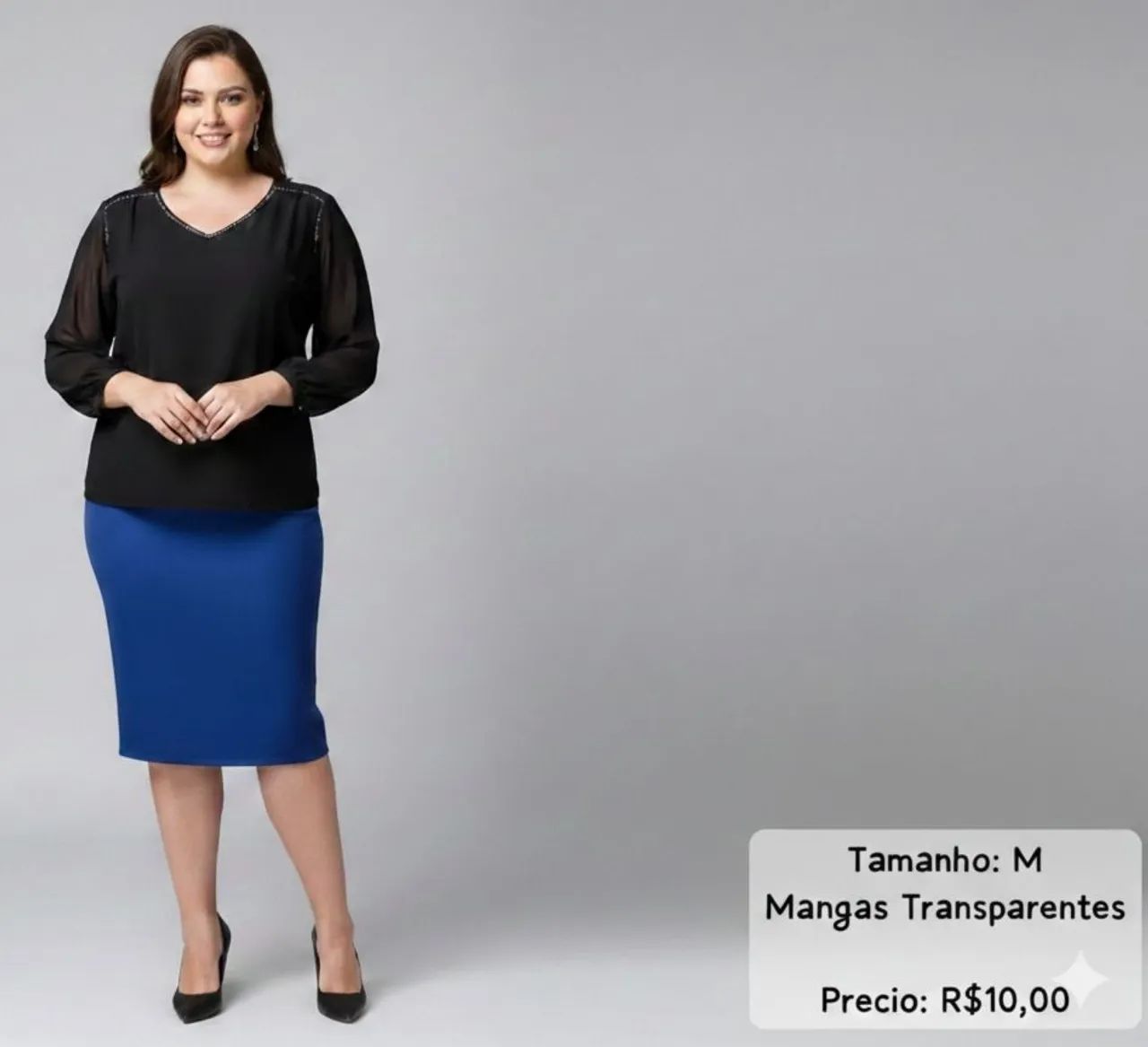 Blusa Social Preta Feminina - Foto 2