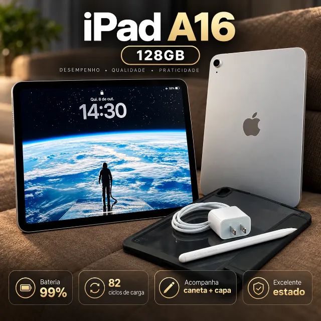 iPad A16 128GB + Acessórios | Bateria 99%