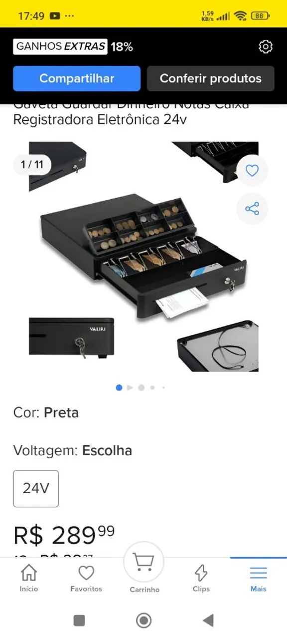 Caixa registradora dinheiro, abertura manual e automático 