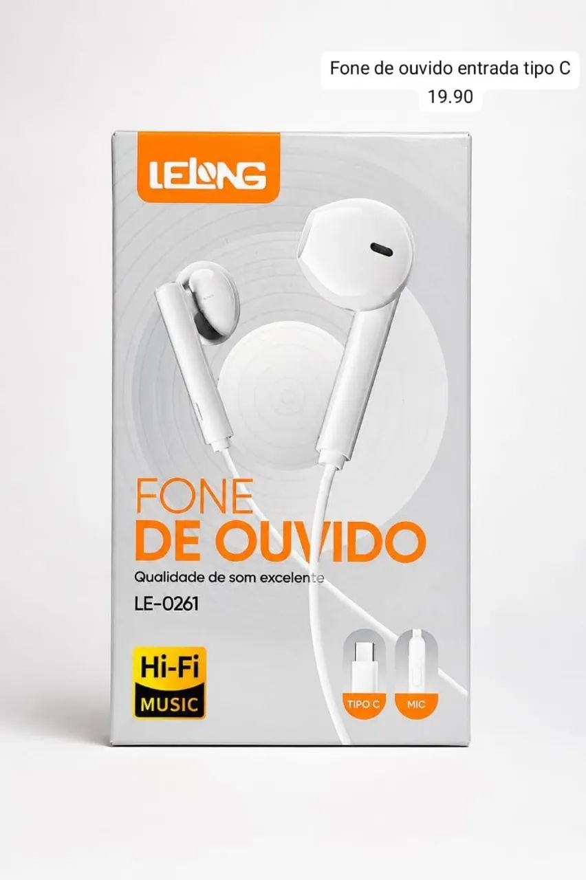 Fone de ouvido cabo tipo C 