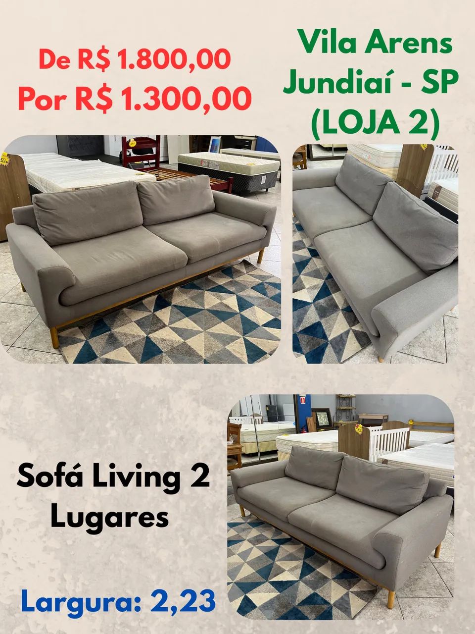 Sofá Living cinza 2 lugares