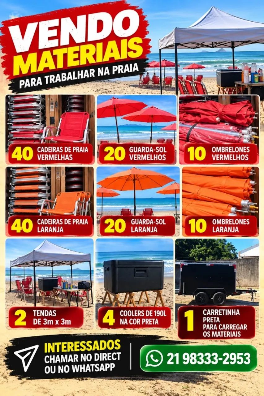 VENDO MATERIAIS PARA TRABALHAR NA PRAIA