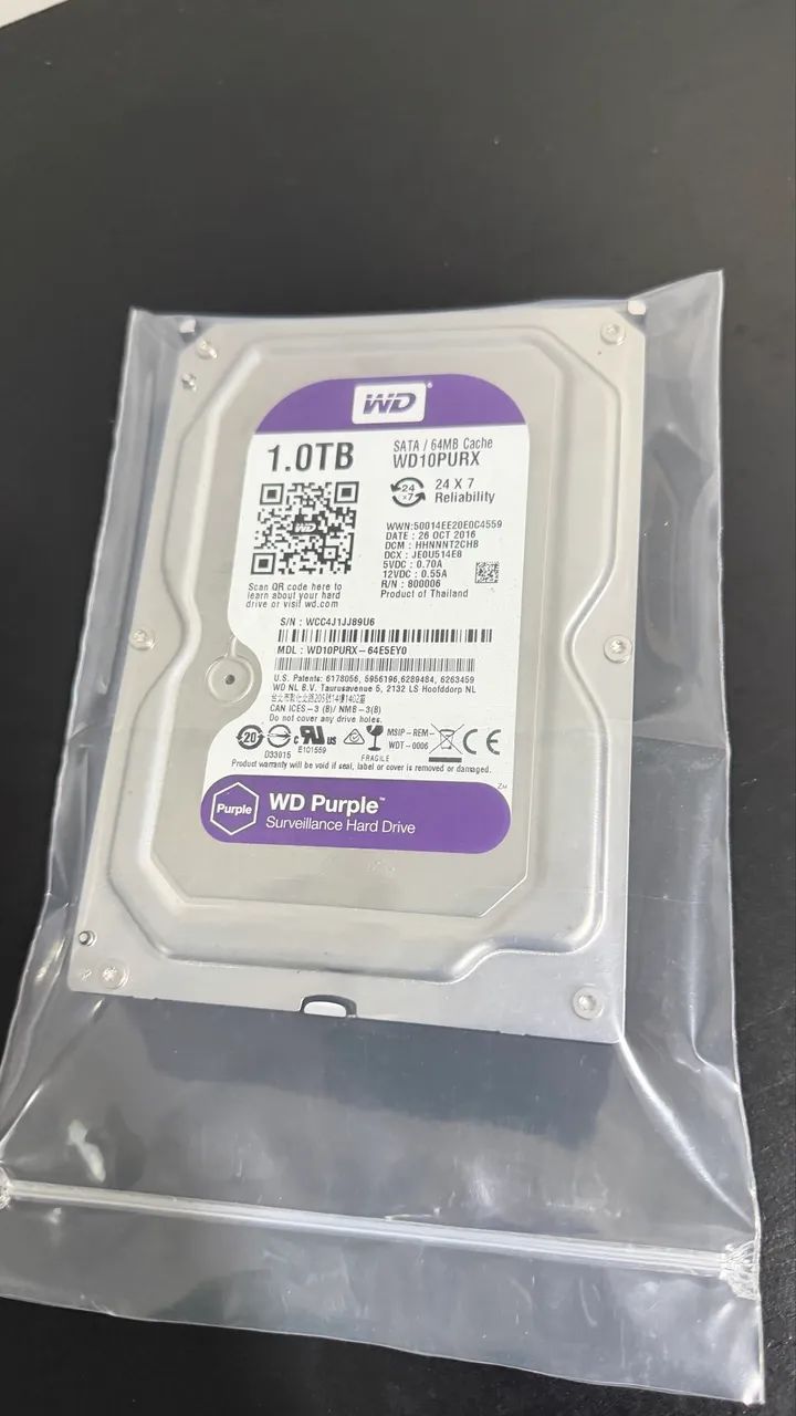 HD WD 1tb Purpple Novo - Foto 3